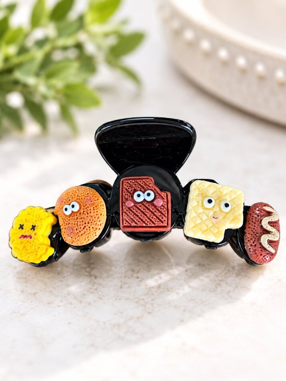 Food Themed Kawaii Hair Claw Clip Black Cartoon Novelty
